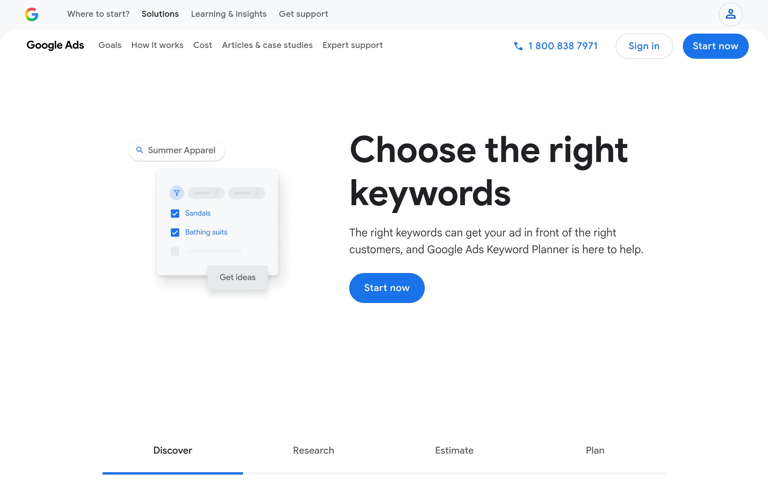 Google Keyword Planner Screenshot
