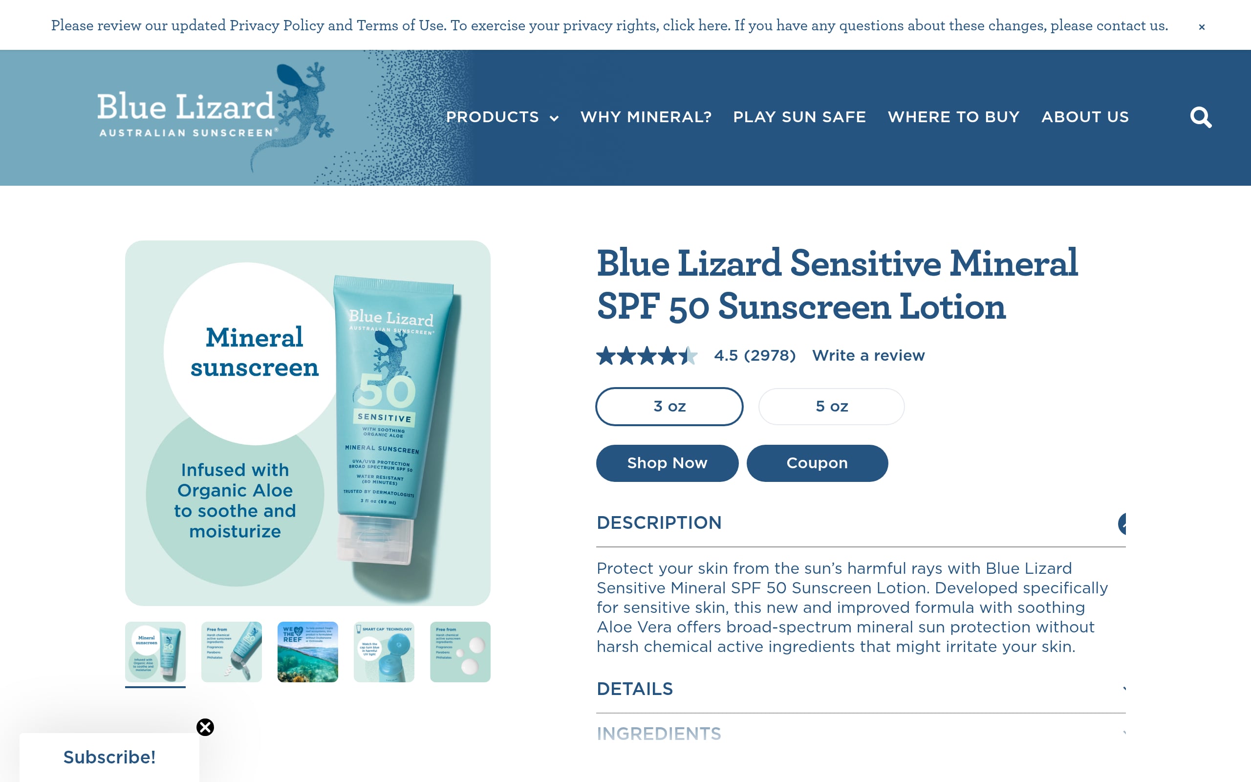 Blue Lizard Sensitive Mineral Sunscreen Screenshot
