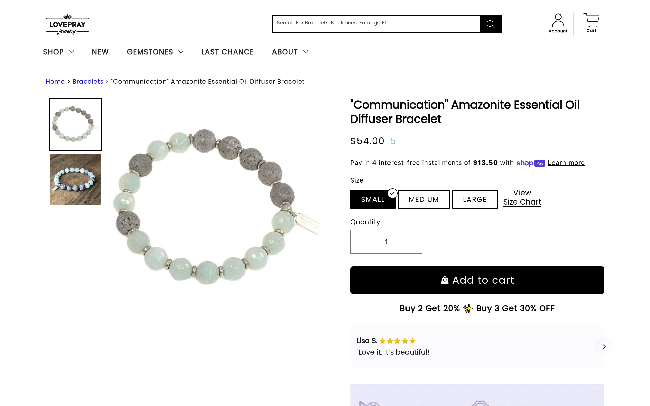 Amazonite Essential Oil Diffuser Bracelet Screenshot
