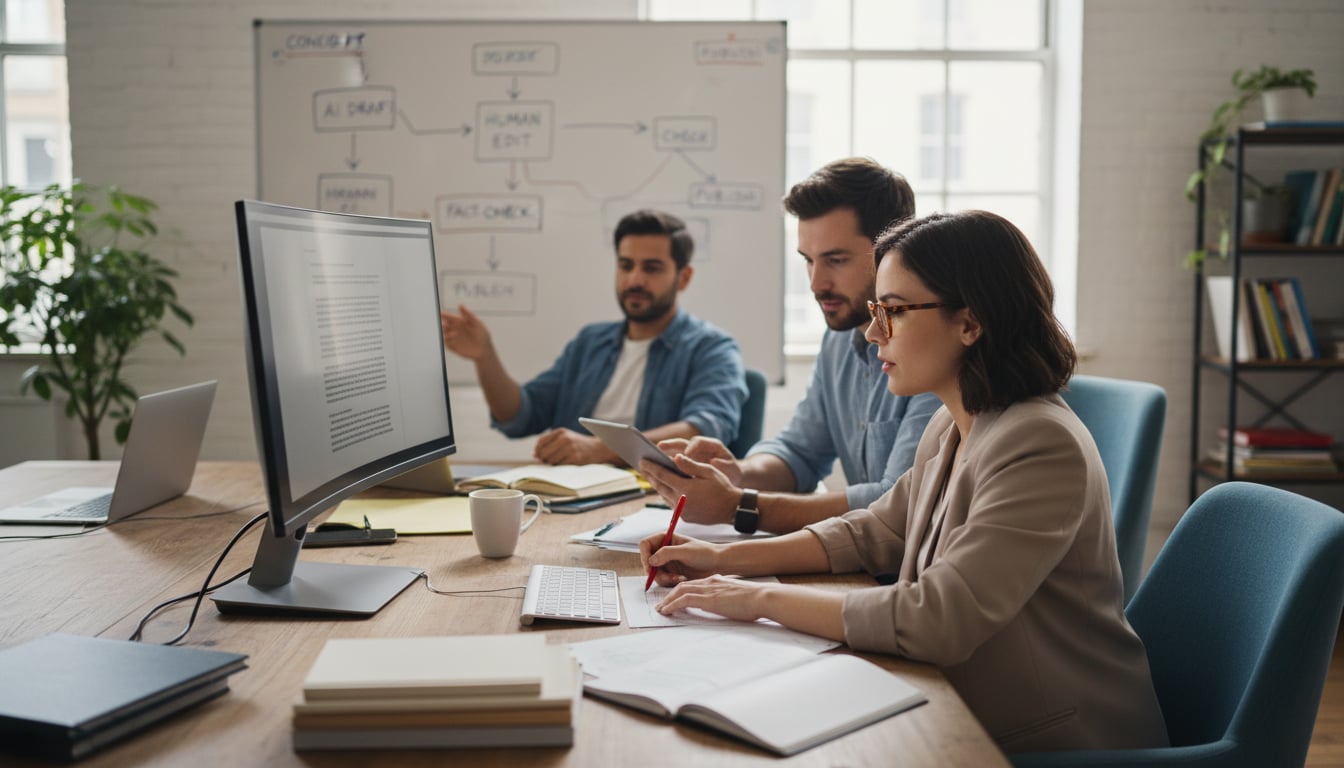 editorial workflow for blended ai and human content