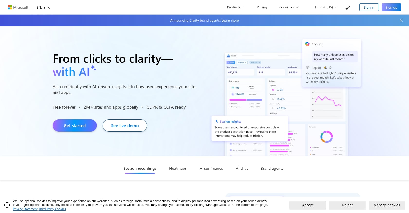 Microsoft Clarity Screenshot