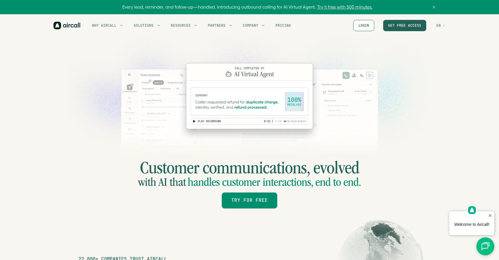 Aircall AI Voice Agent Screenshot