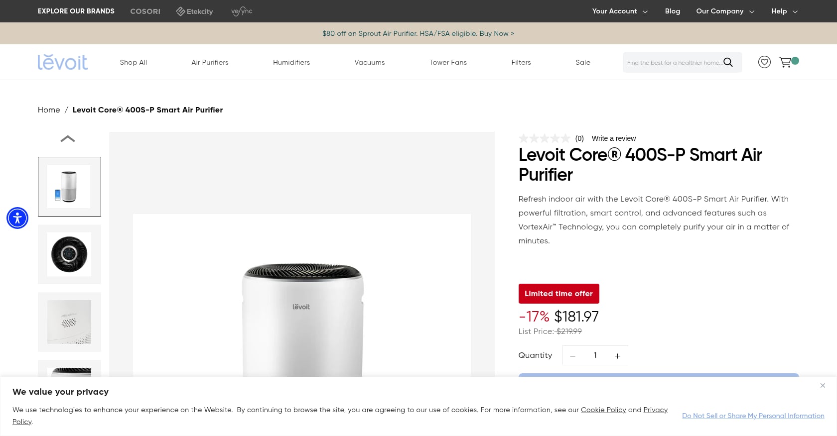 Levoit Core 400S Screenshot