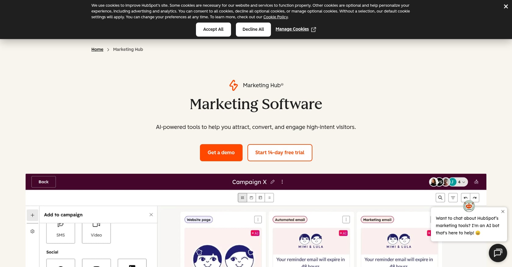 HubSpot Marketing Hub Screenshot