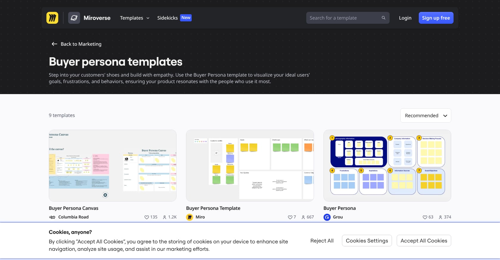 Miro B2B Buyer Persona Workshop Template Screenshot