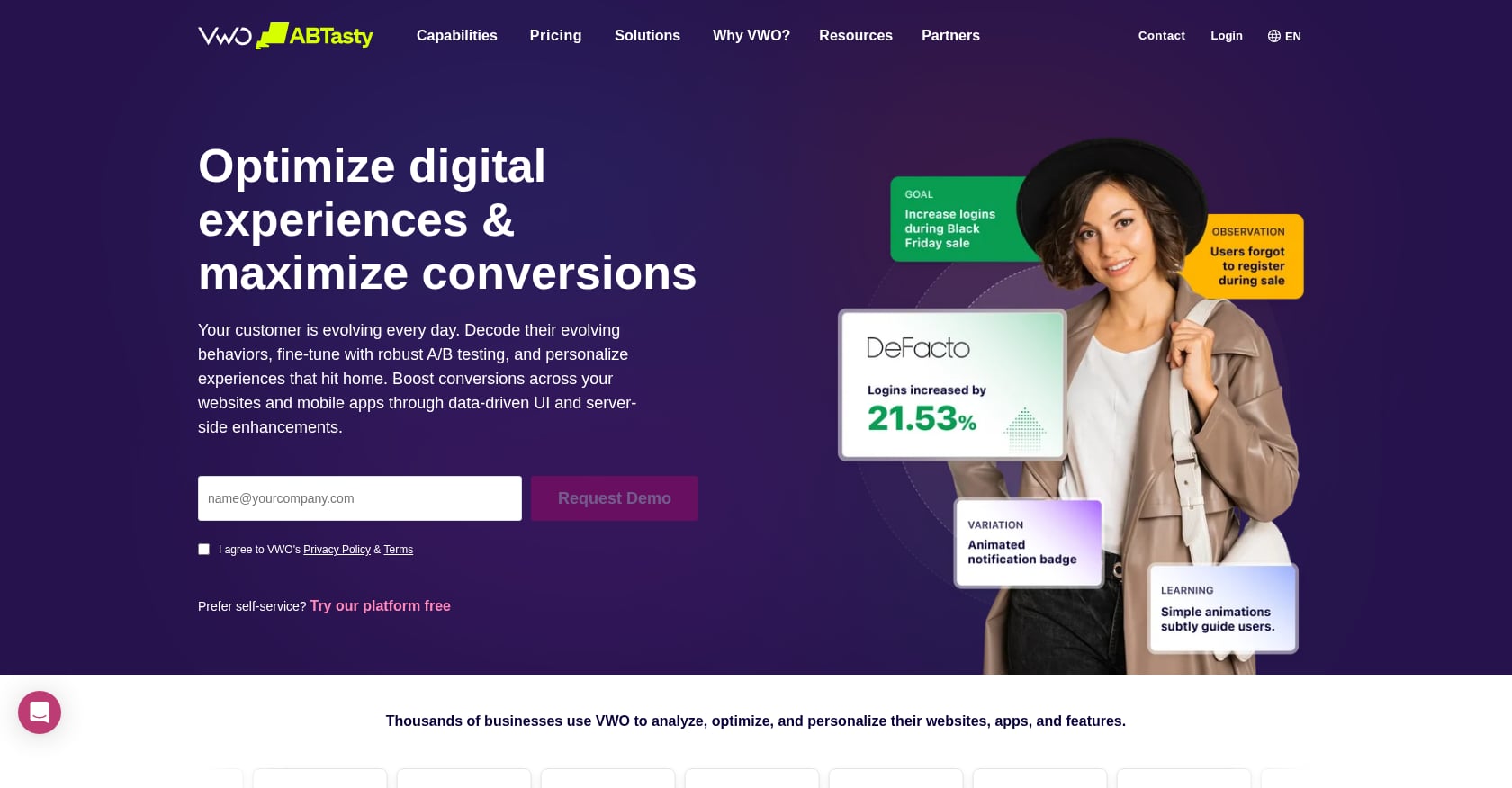 VWO (Visual Website Optimizer) Screenshot