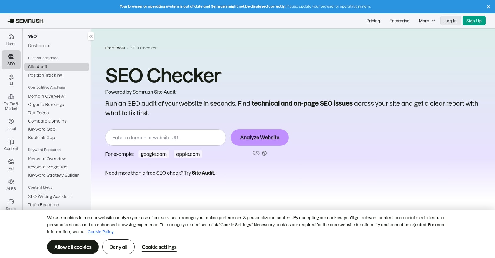 Semrush Site Audit Screenshot