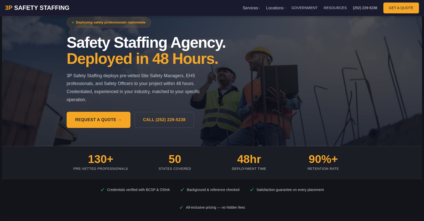 3P Safety Staffing Screenshot