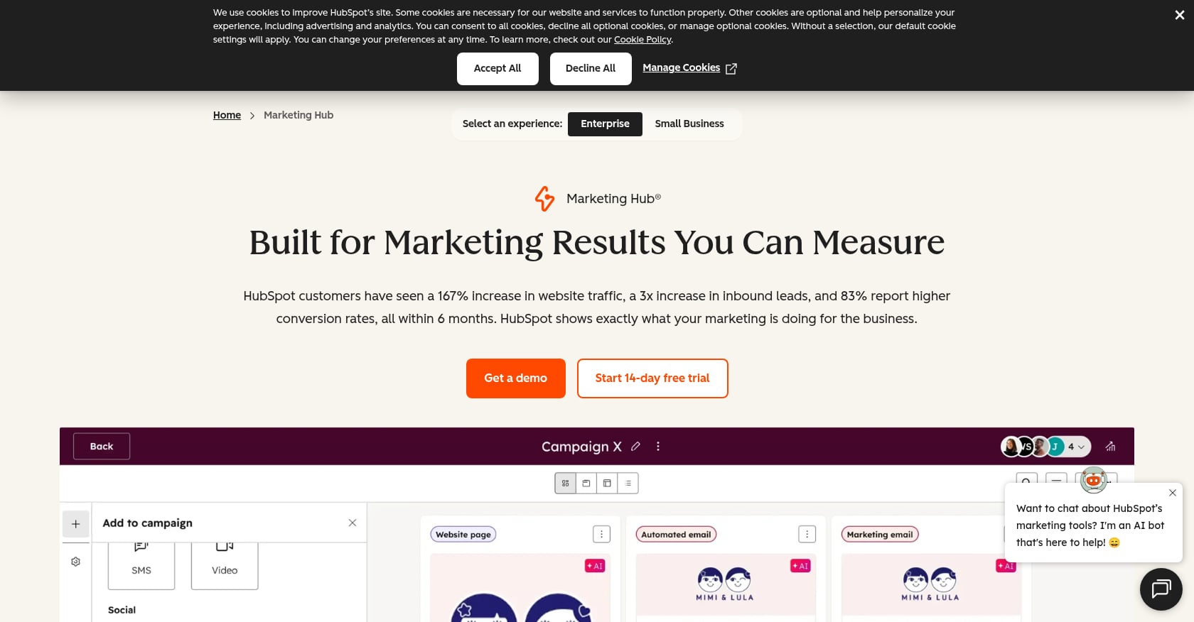 HubSpot Marketing Hub Screenshot