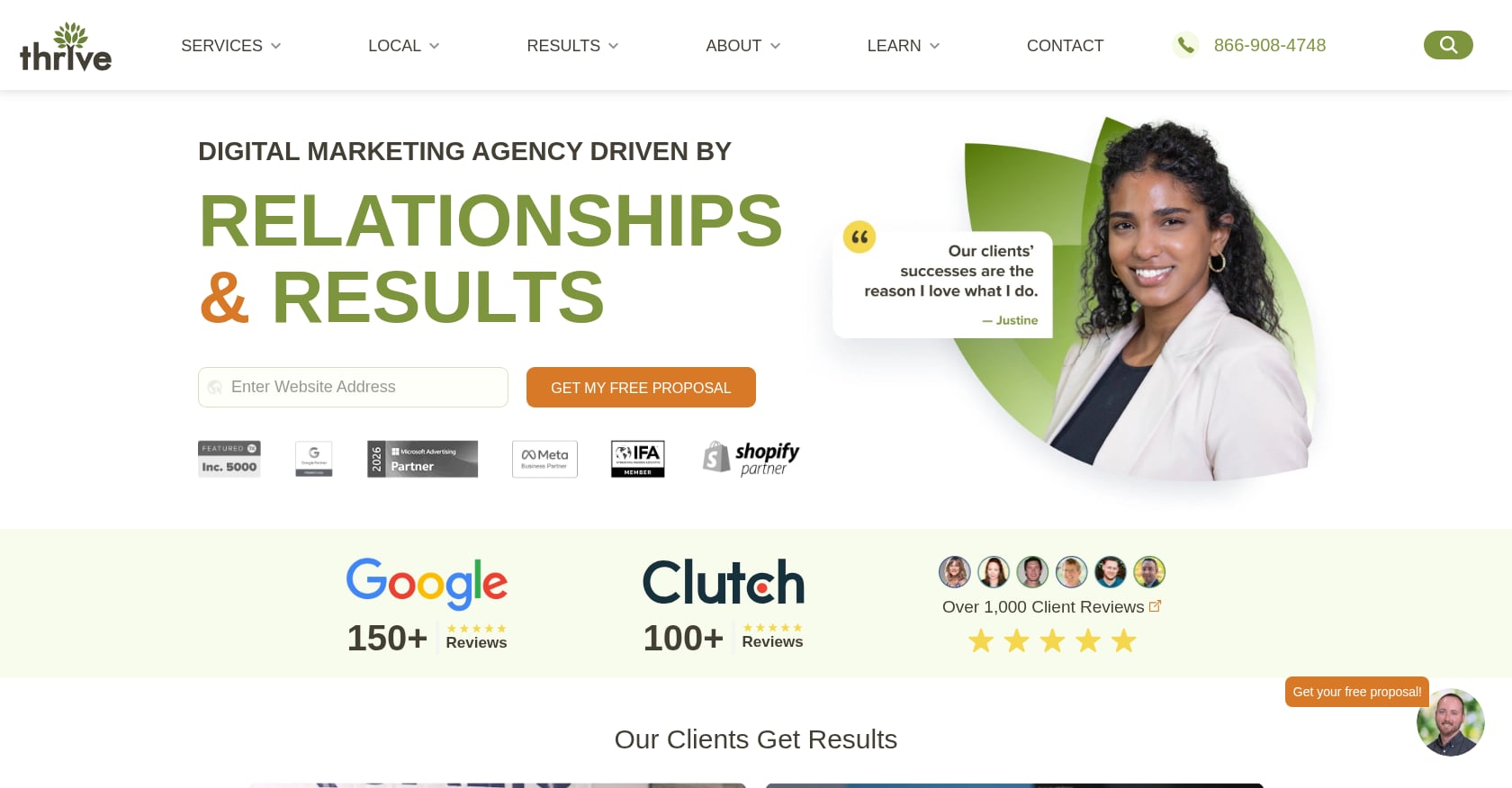 Thrive Internet Marketing Agency Screenshot