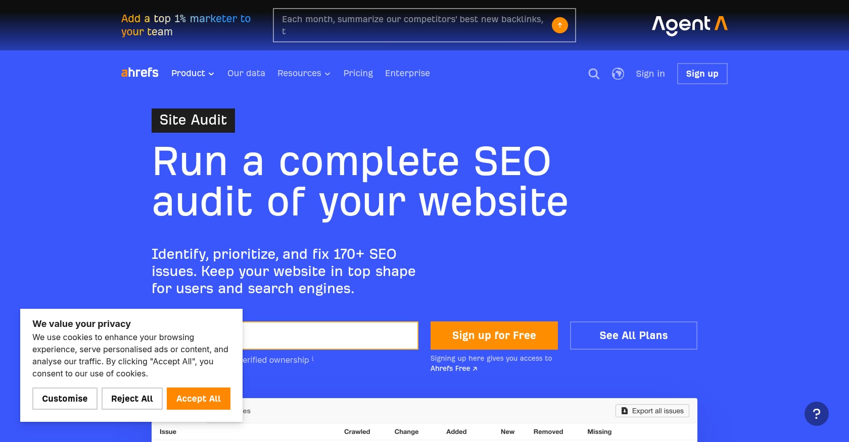 Ahrefs Site Audit Screenshot