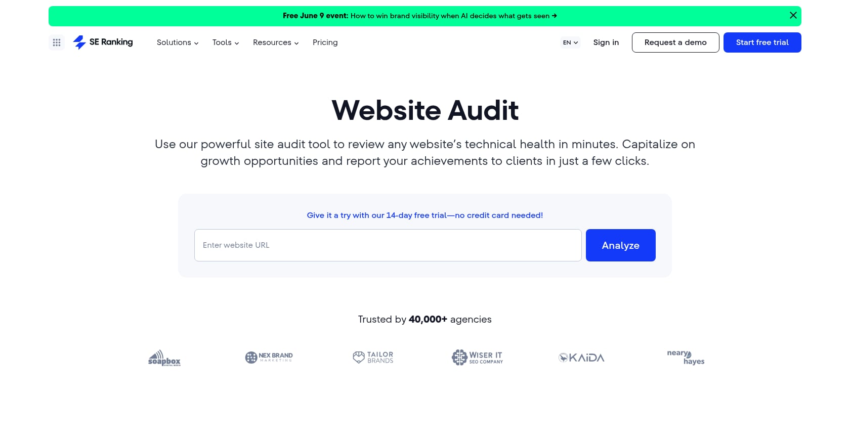 SE Ranking Website Audit Screenshot