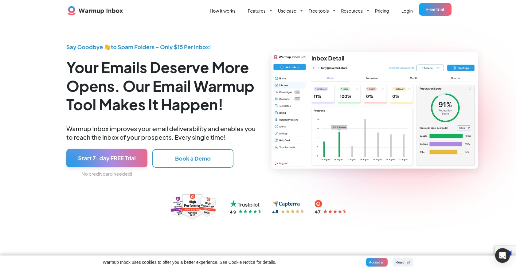 Warmup Inbox Screenshot