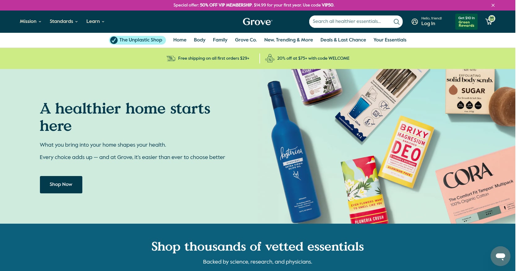 Grove Collaborative: Sustainability-First DTC Retail Screenshot