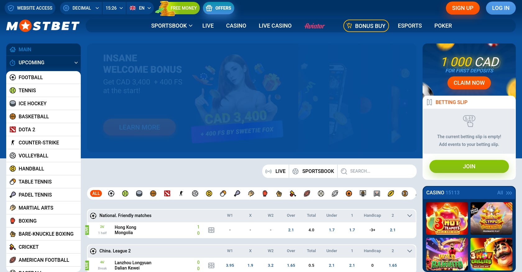 Mostbet Screenshot