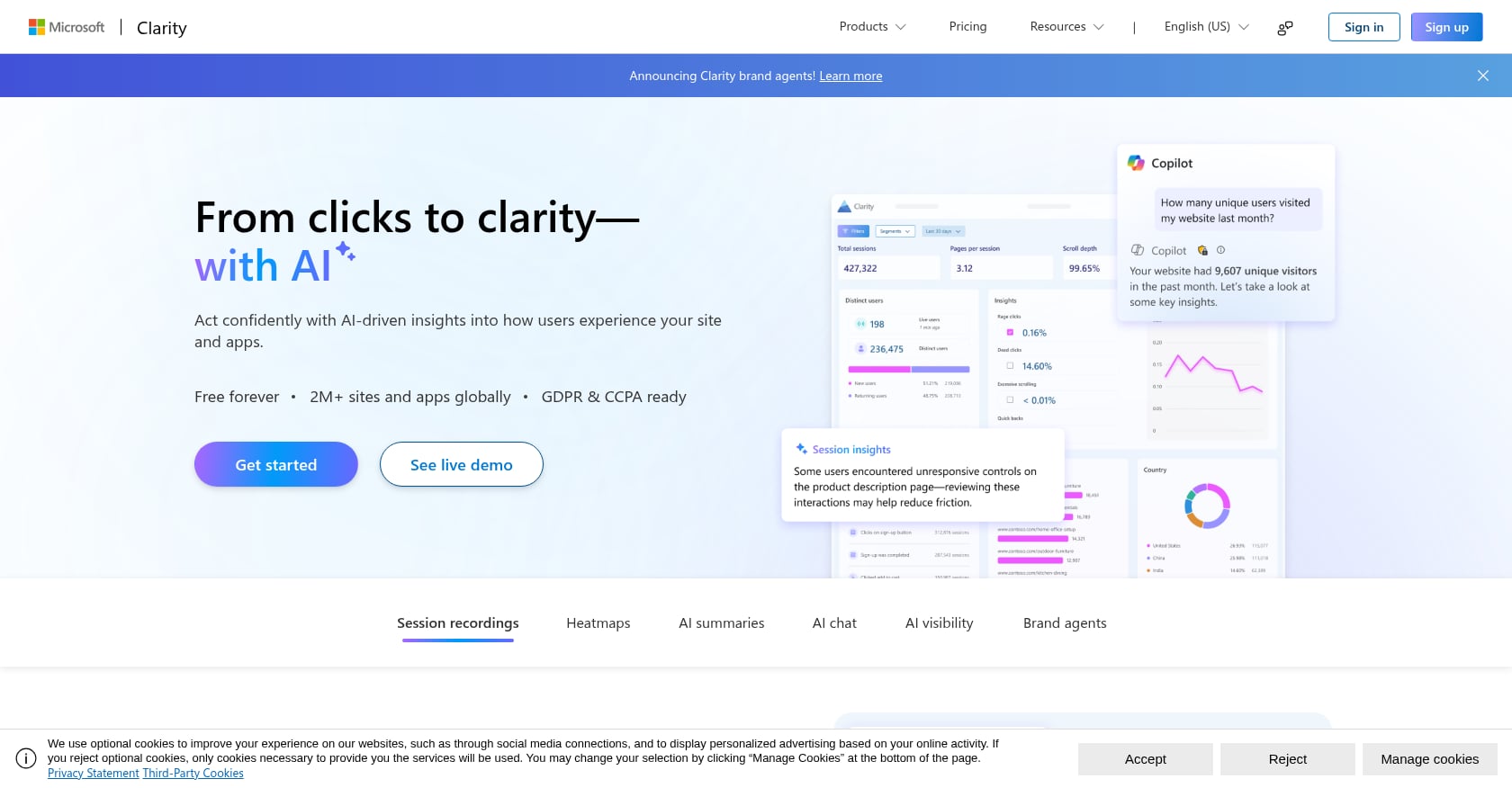 Microsoft Clarity Screenshot
