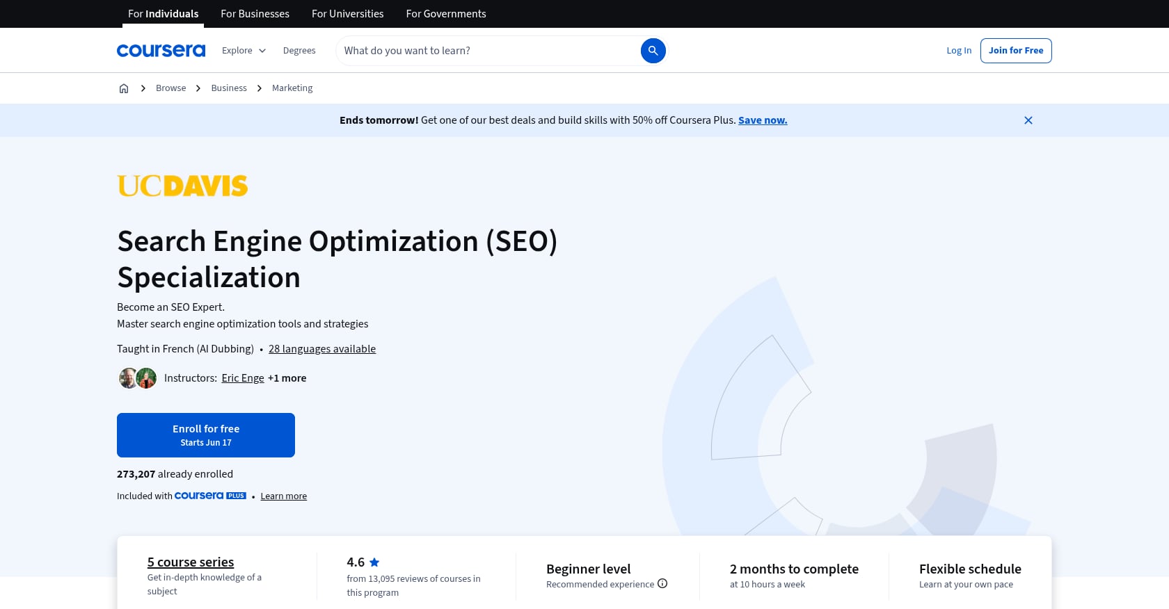 Coursera / UC Davis SEO Specialization Screenshot