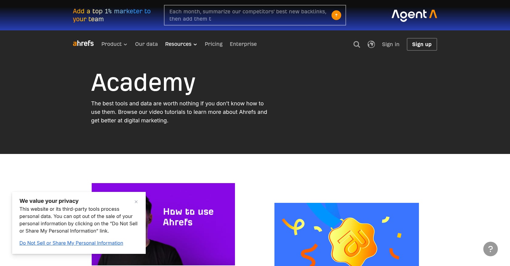 Ahrefs Academy Screenshot