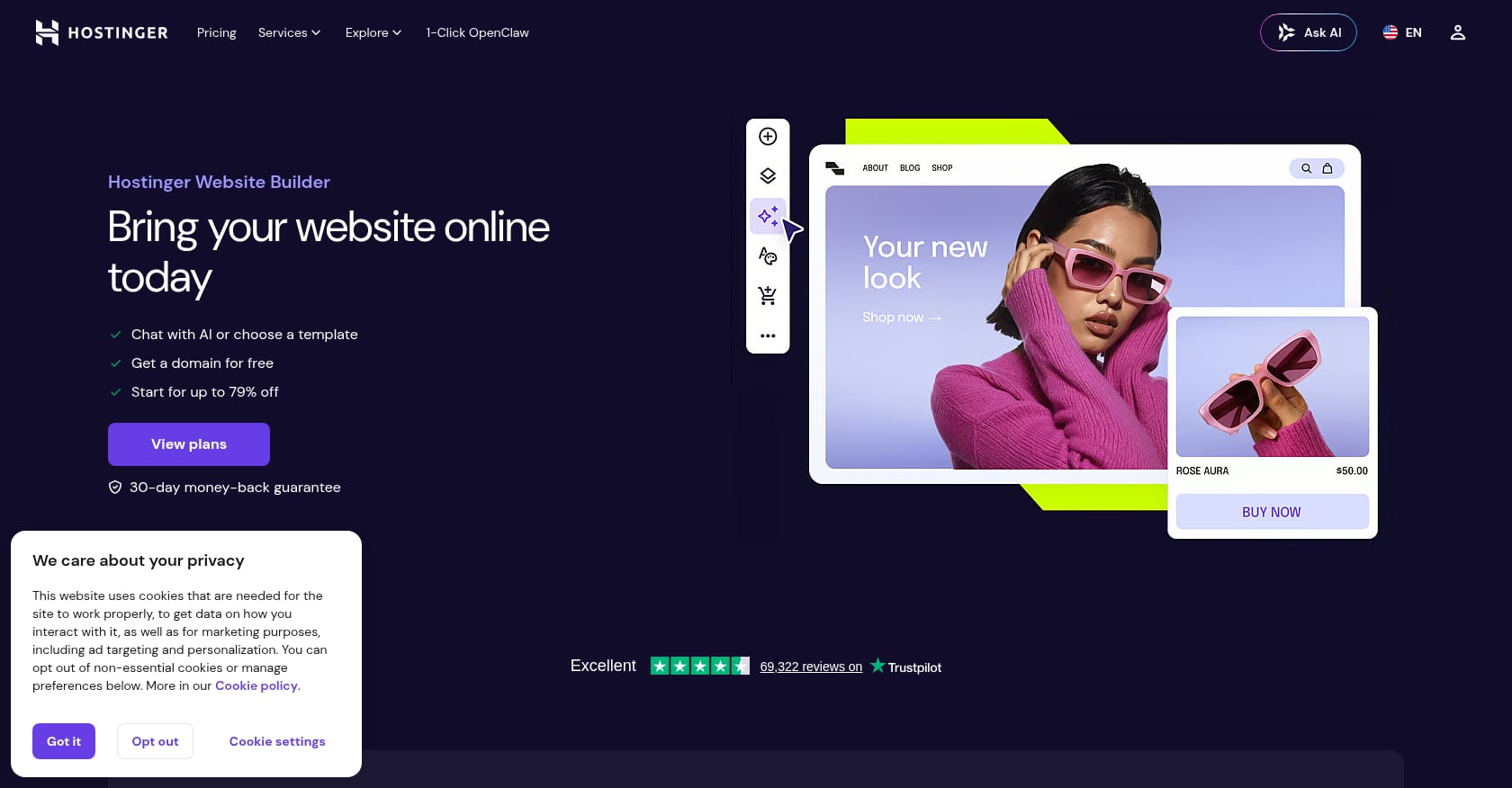 Hostinger Website Builder Screenshot