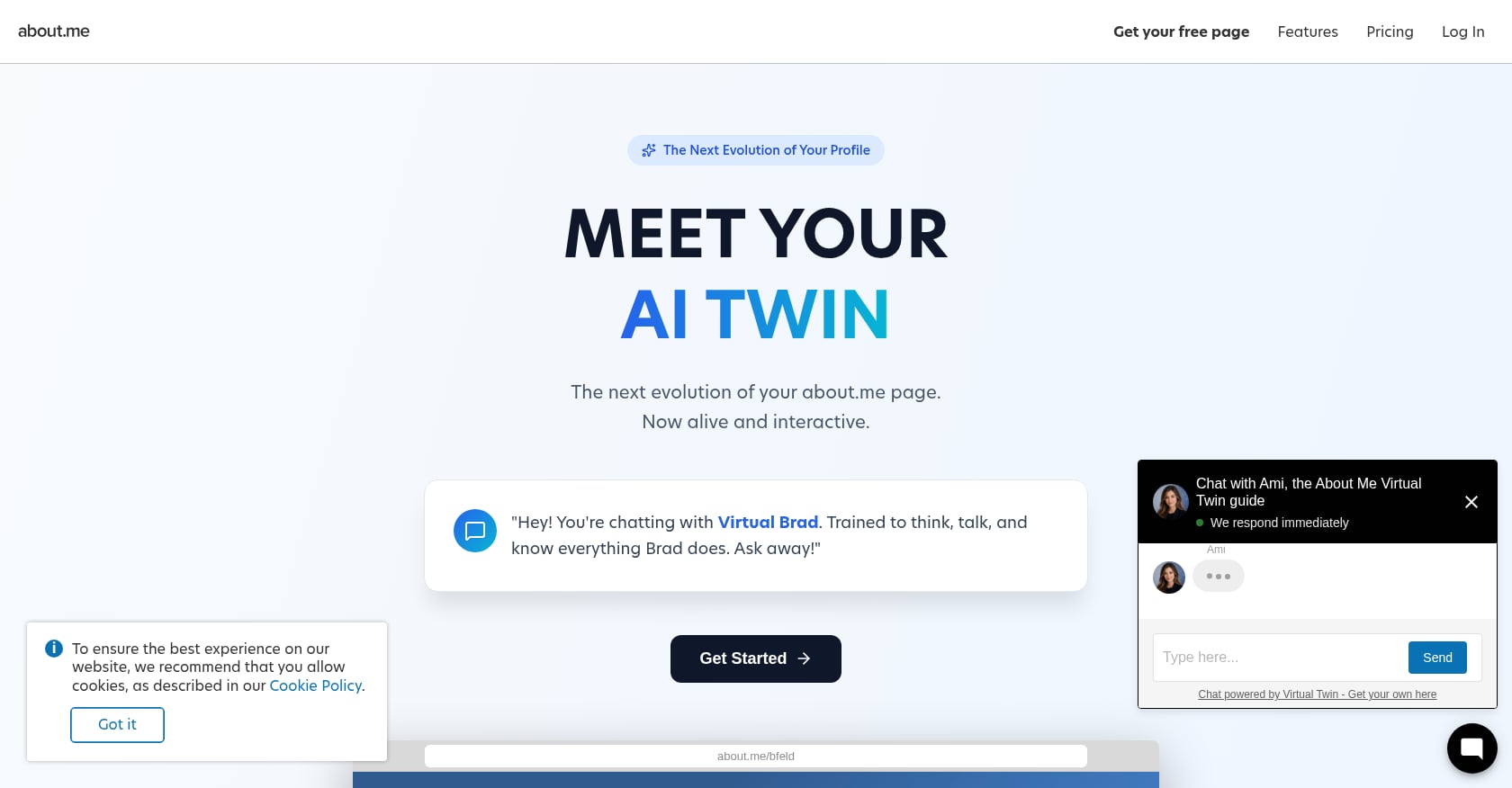 About.me Screenshot