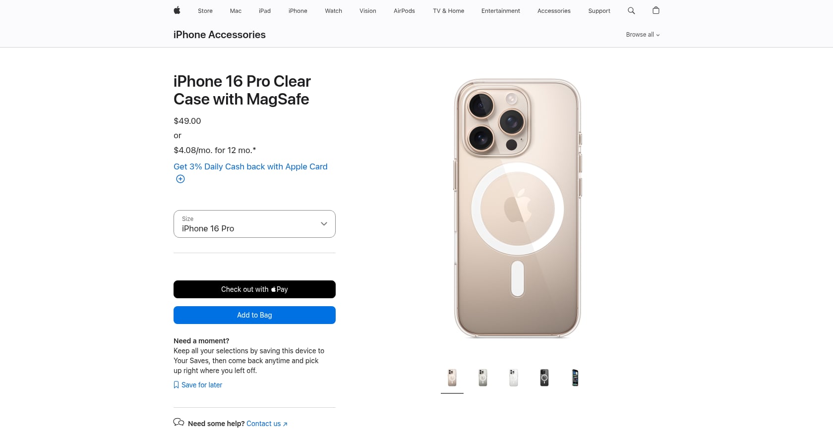 Apple iPhone 16 Pro Clear Case with MagSafe Screenshot
