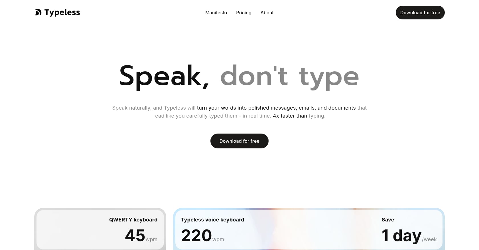 Typeless Screenshot