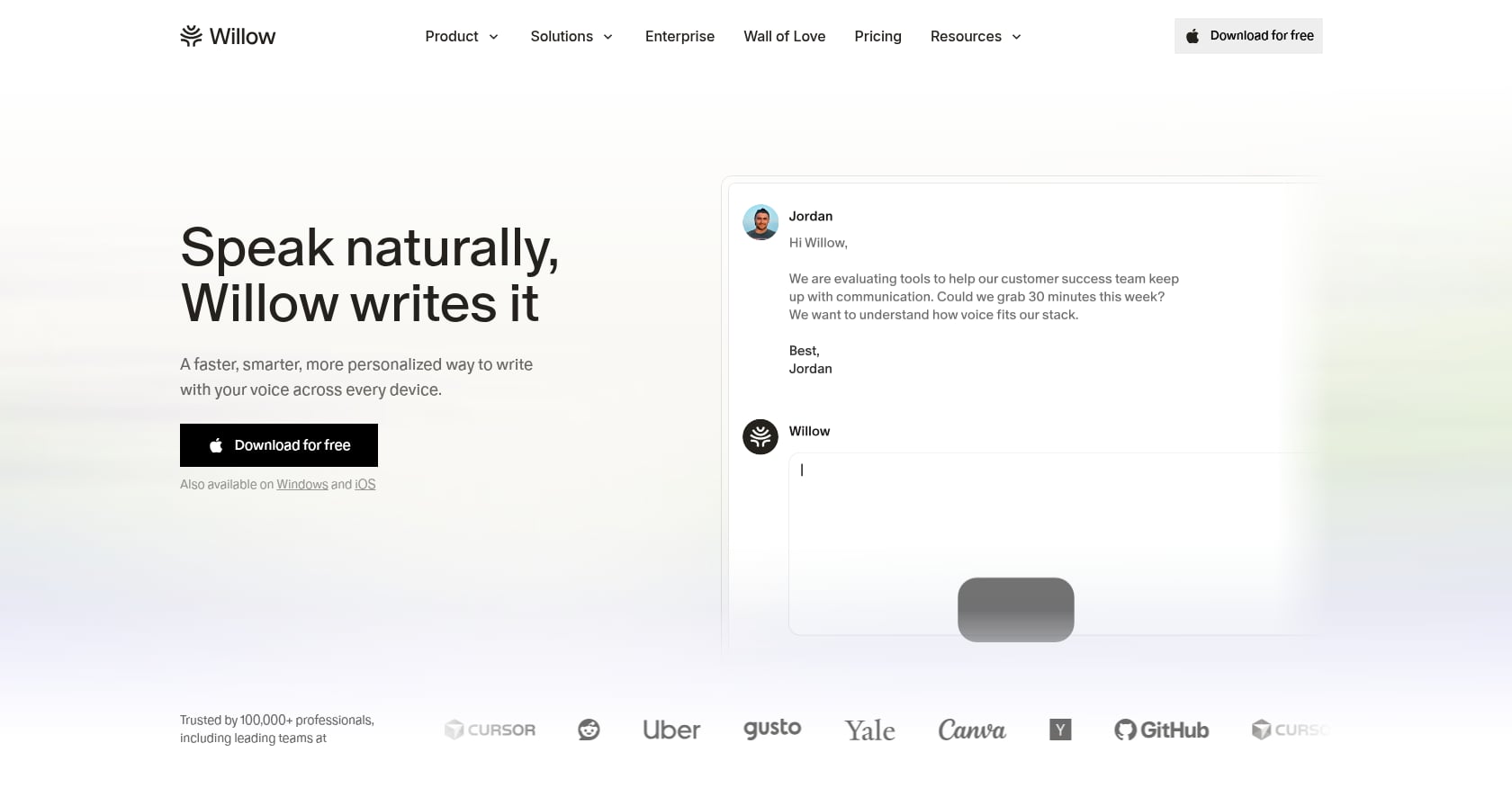 Willow Voice Screenshot
