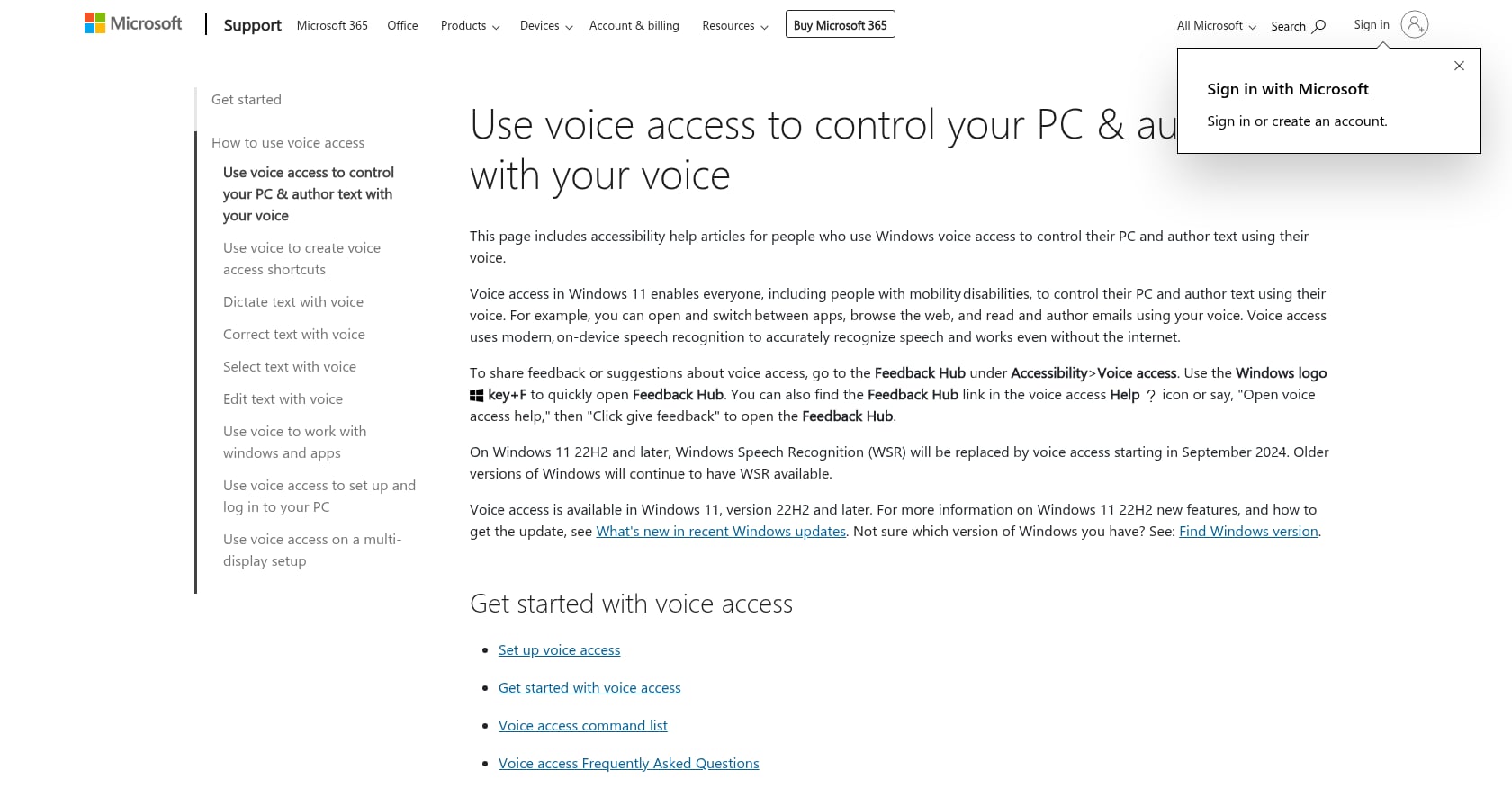 Windows Voice Access Screenshot