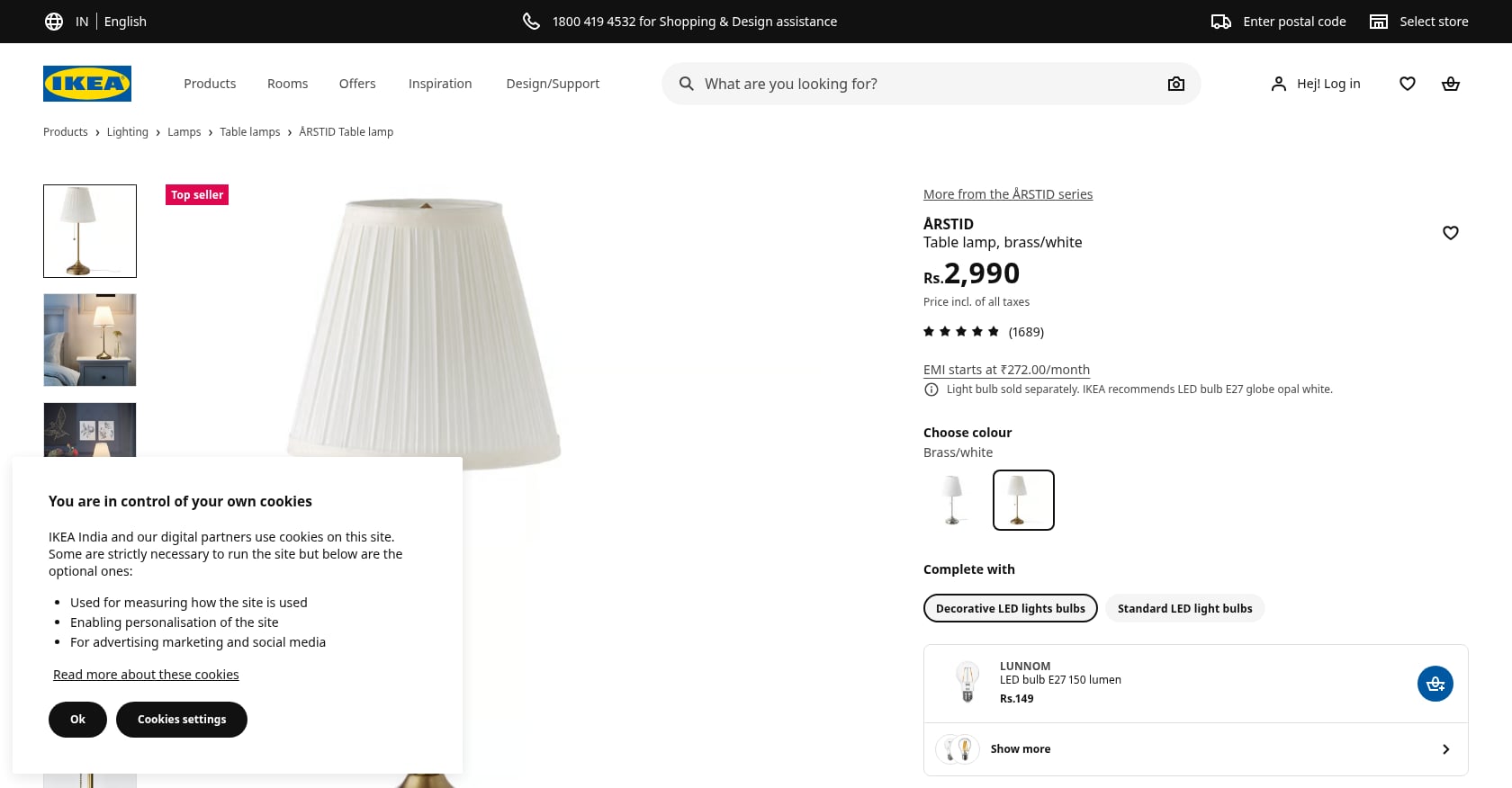 IKEA ÅRSTID Table Lamp Screenshot