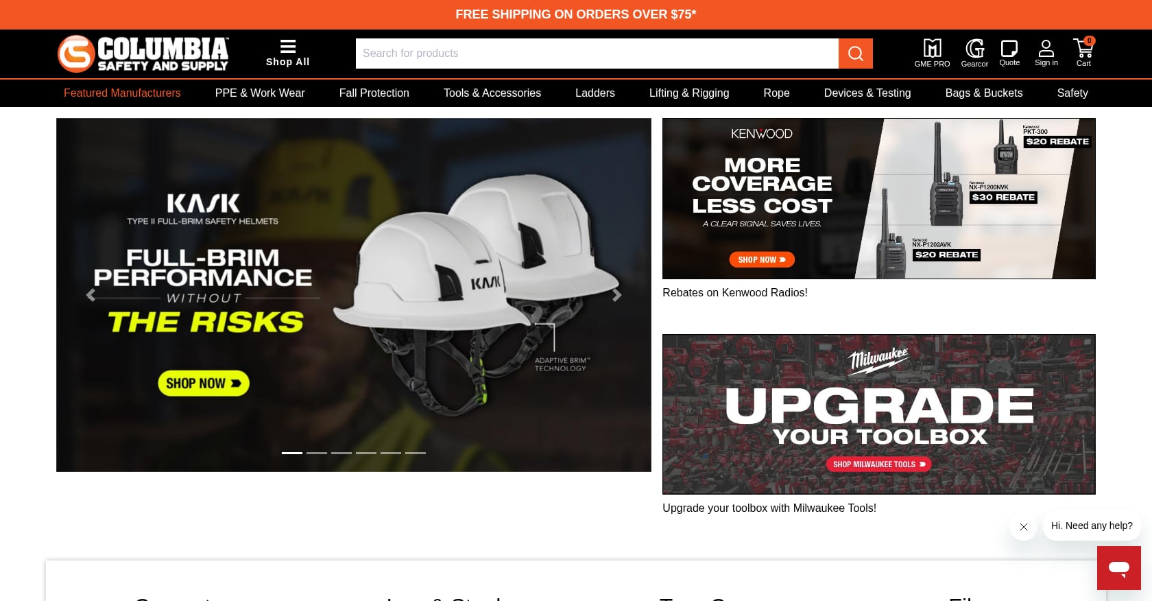 Columbia Safety and Supply Screenshot