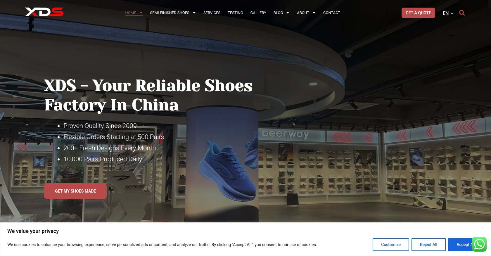 XDS/ChinaShoeFactory.com Screenshot