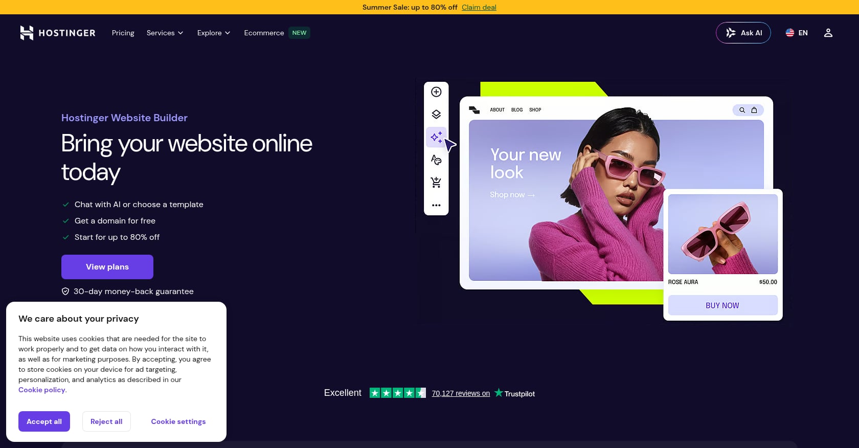 Hostinger Website Builder Screenshot