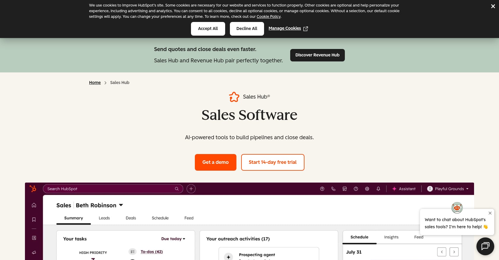 HubSpot Sales Hub Screenshot