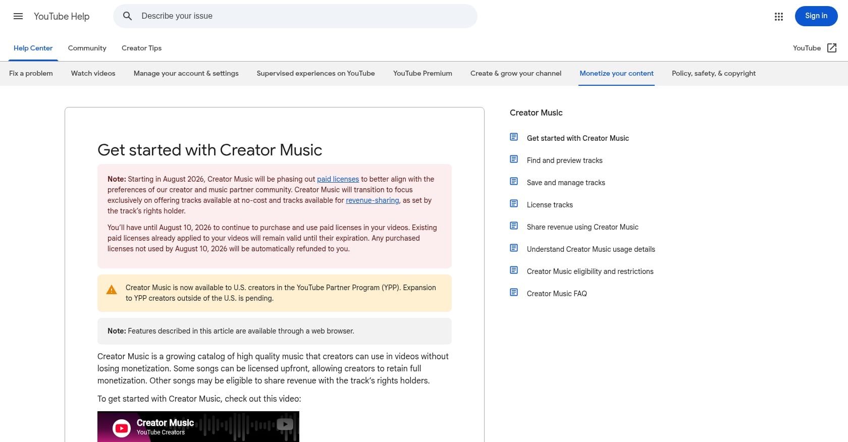 Youtube Creator Music Screenshot