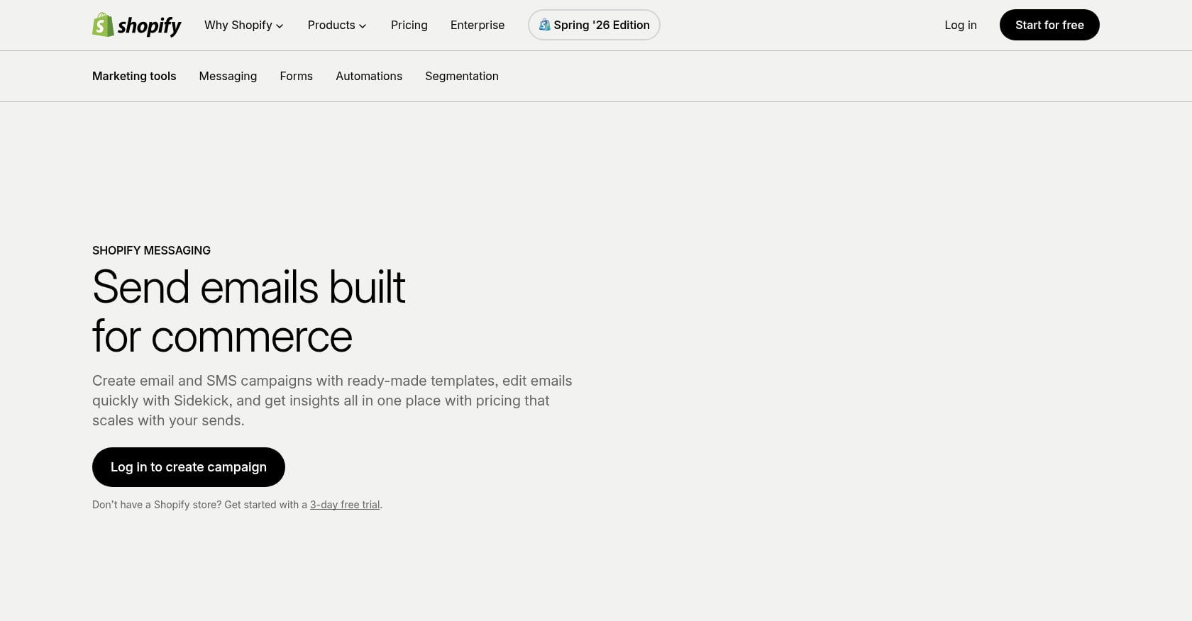 Shopify Email (Built-In) Screenshot