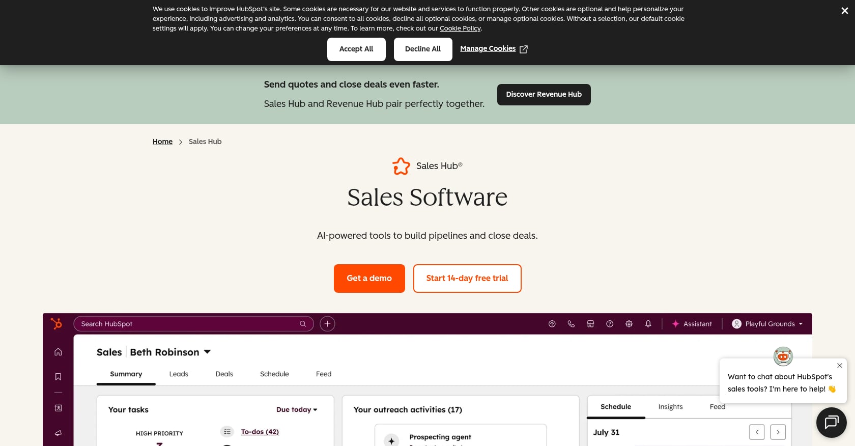 HubSpot Sales Hub Screenshot