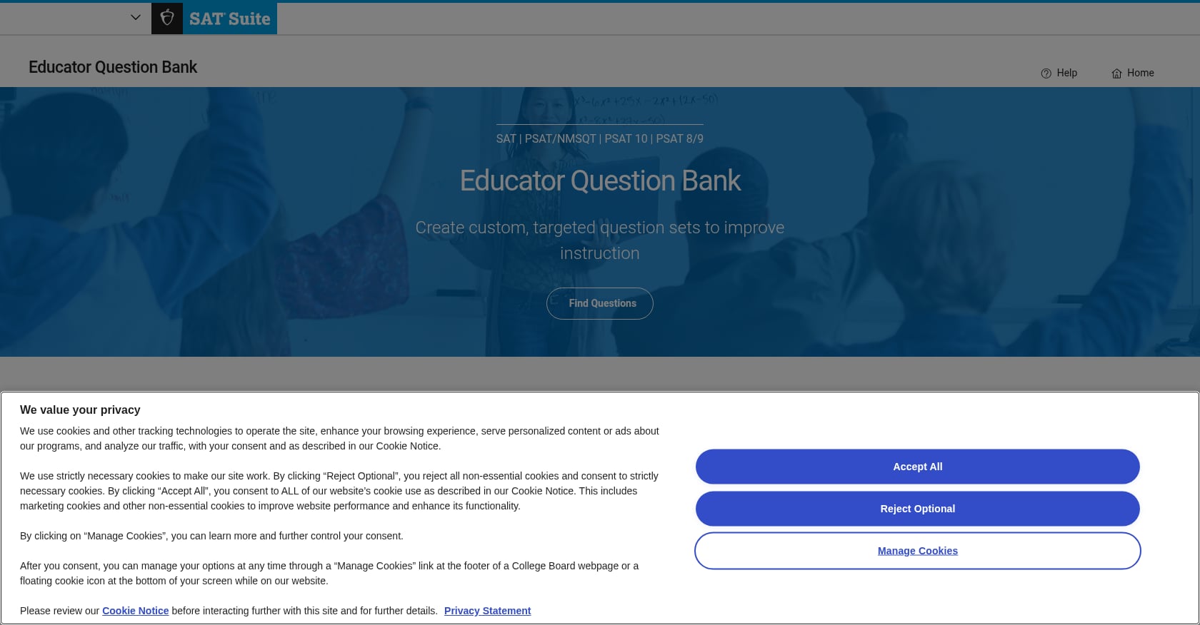 College Board Student Question Bank Screenshot
