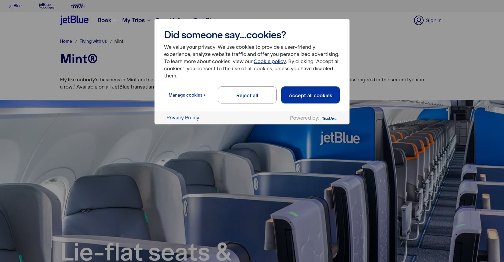 JetBlue Mint Suite Screenshot