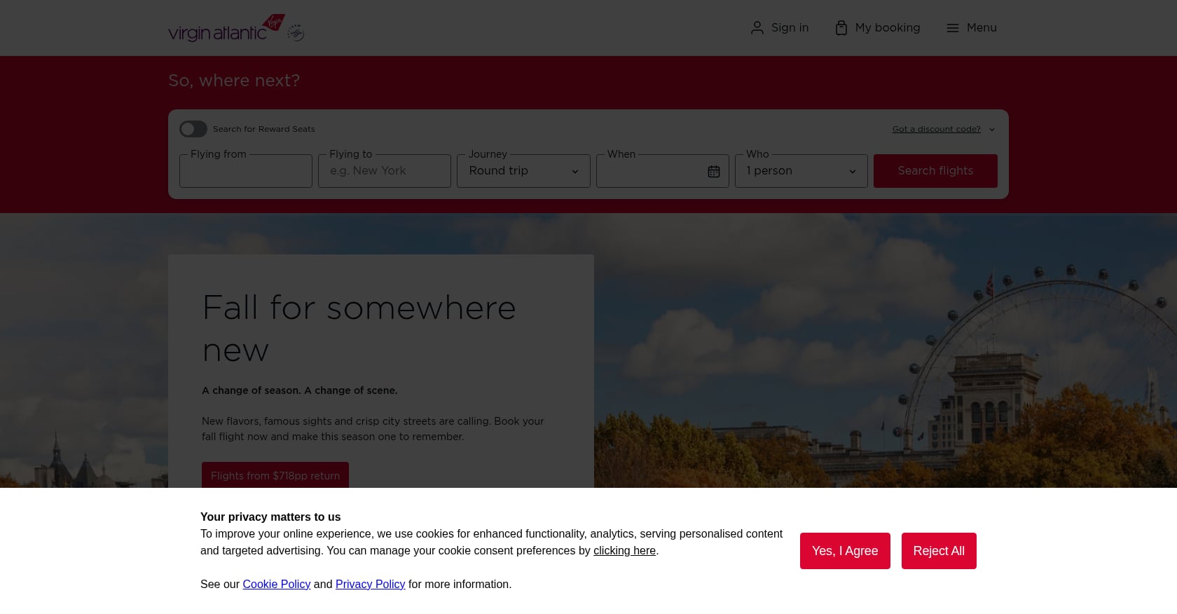 Virgin Atlantic Upper Class Screenshot