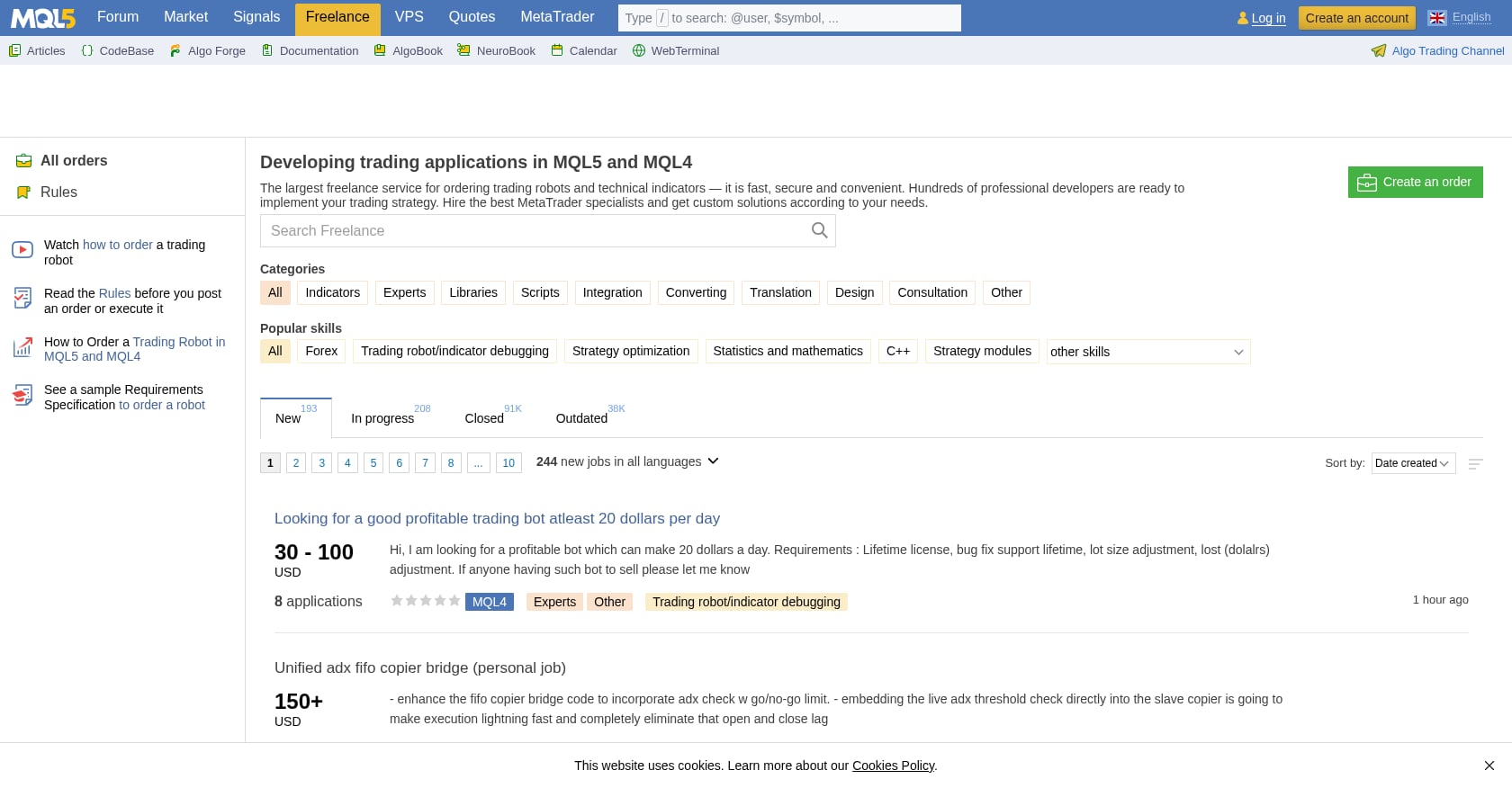 MQL5 Freelance Screenshot