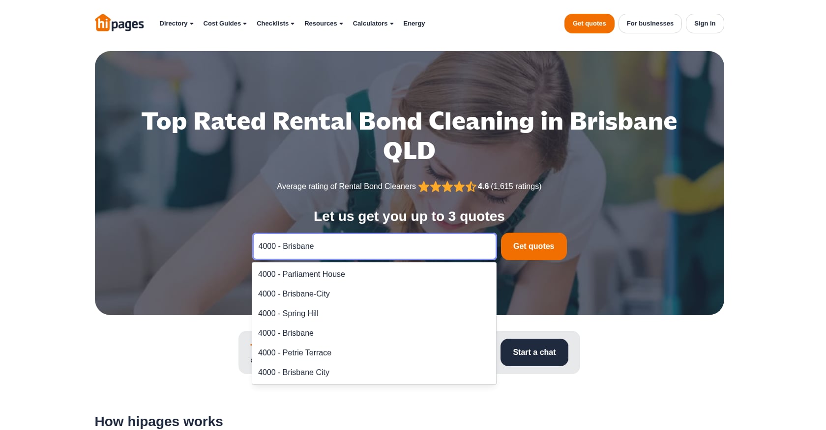 hipages Brisbane Rental Bond Cleaners Screenshot