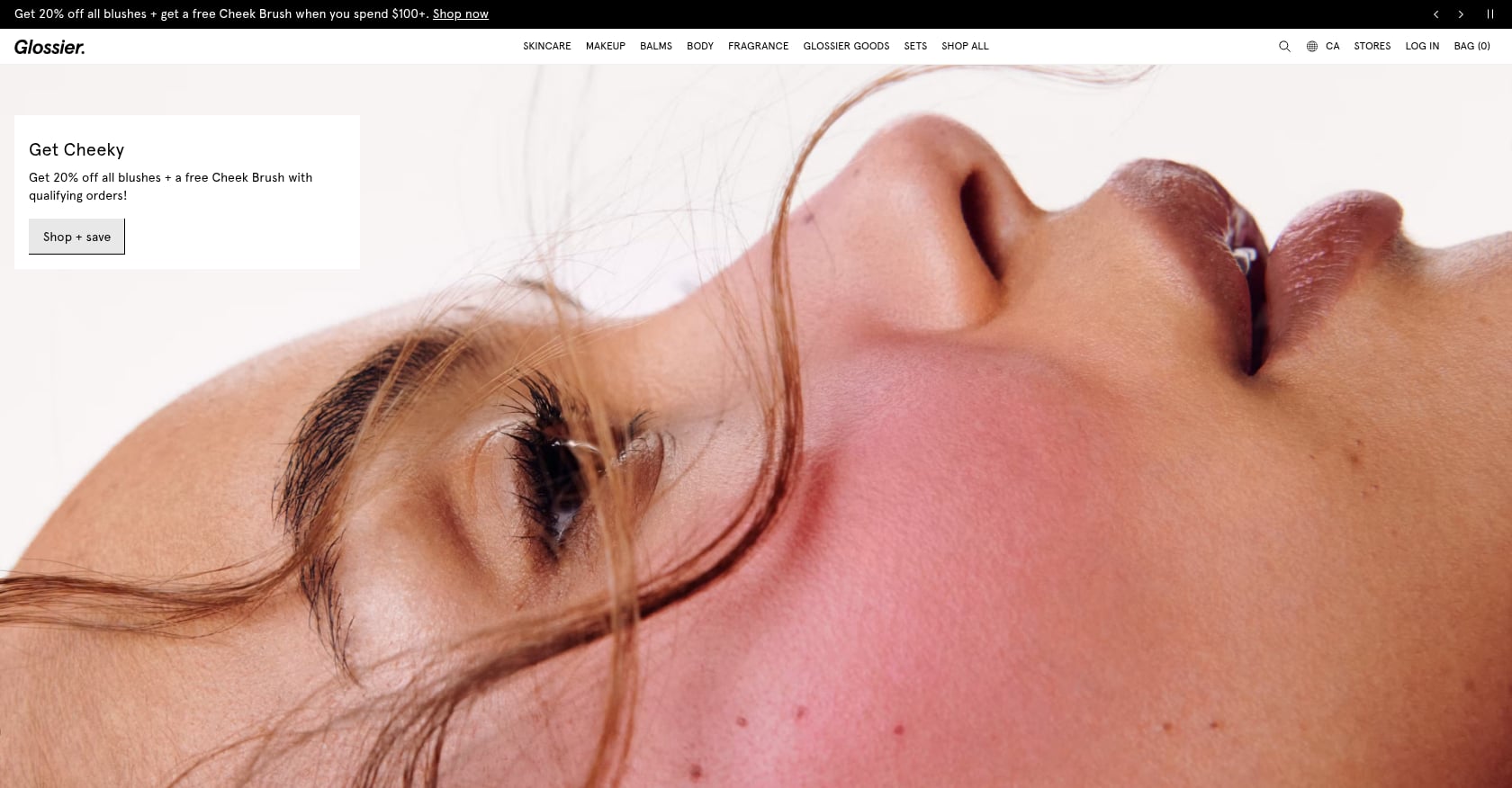 Glossier Pop-Up Showrooms Screenshot