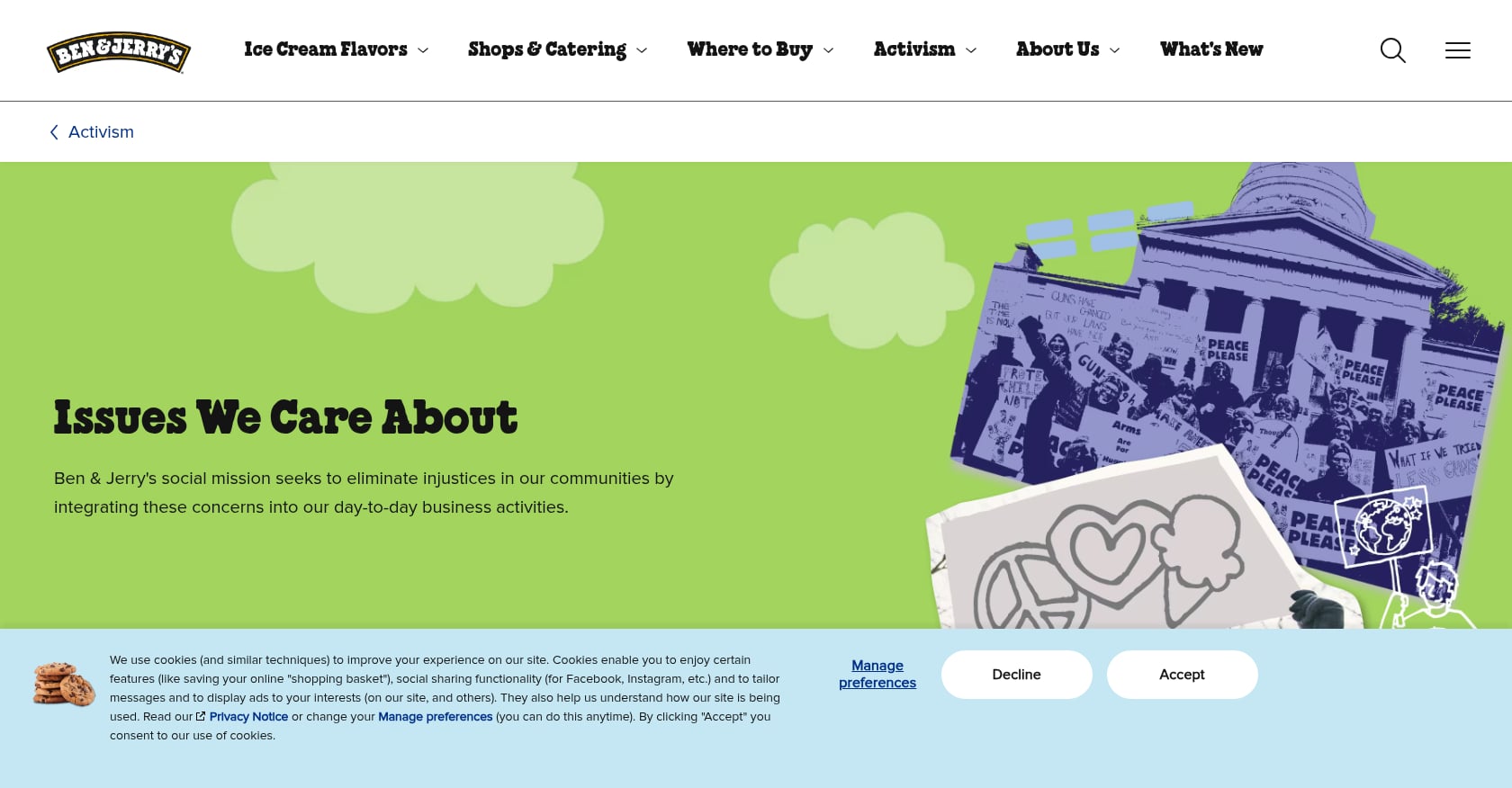 Ben & Jerry's, Climate Justice and Activism Campaigns Screenshot