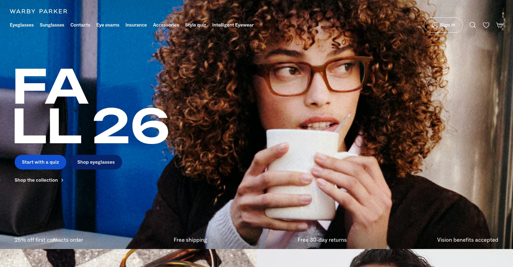 Warby Parker, Buy a Pair, Give a Pair Screenshot