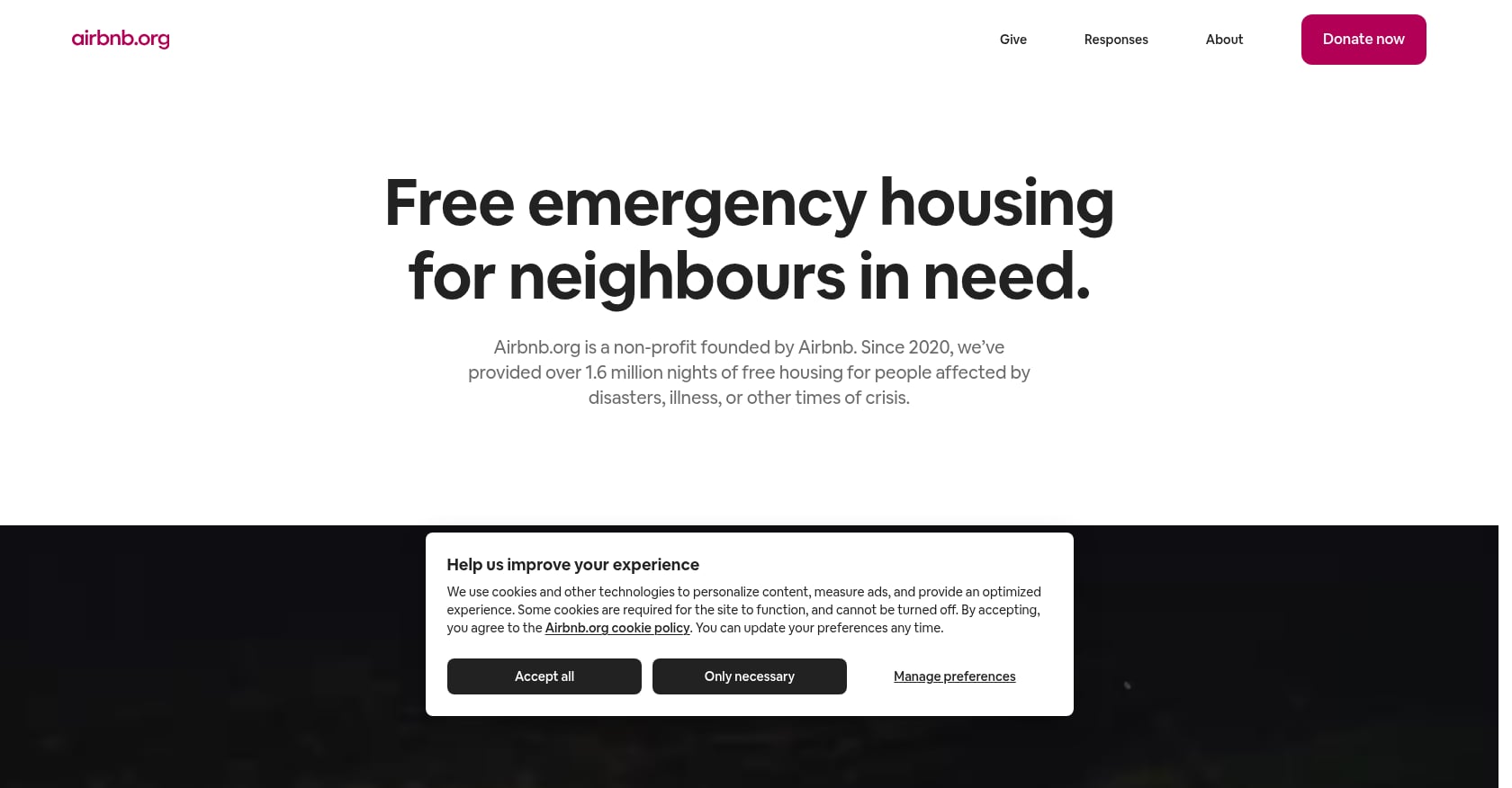 Airbnb: #WeAccept and Airbnb.org Screenshot
