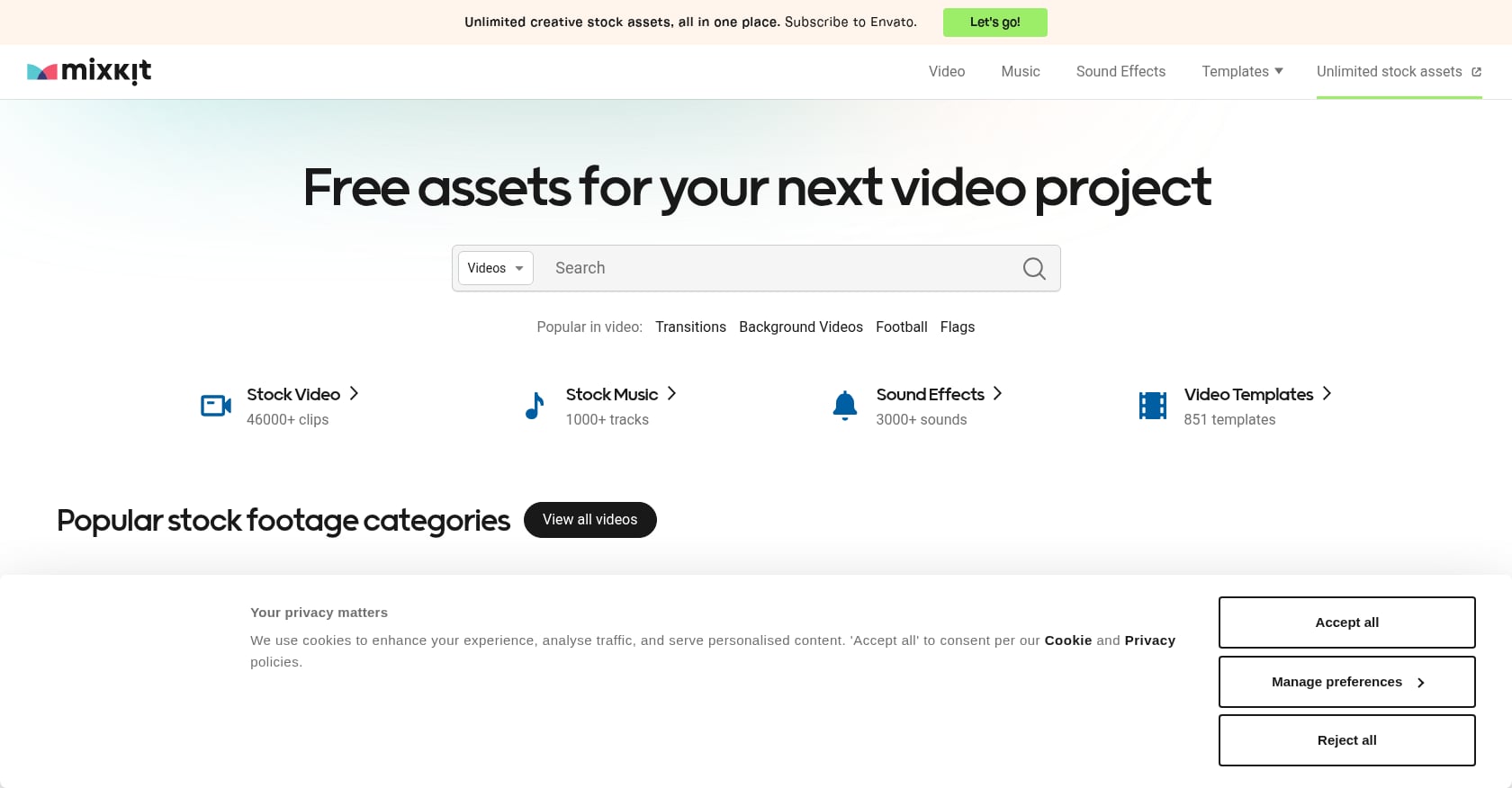 Mixkit Screenshot