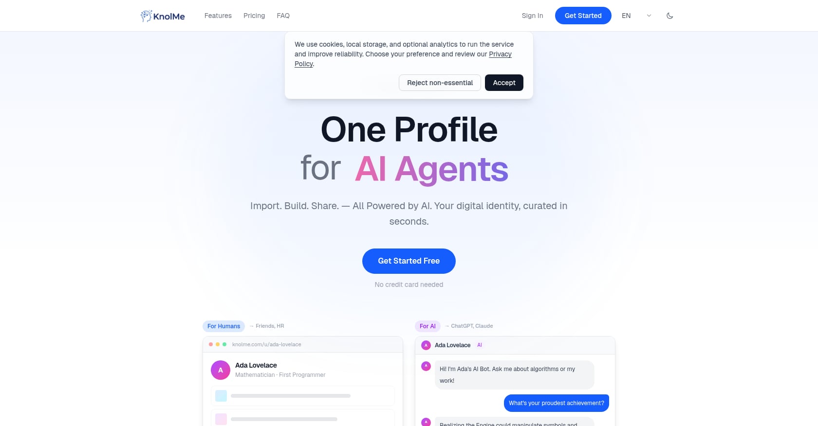 KnolMe (AI Profile Builder) Screenshot