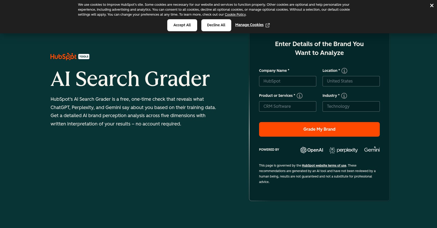 HubSpot AEO Screenshot